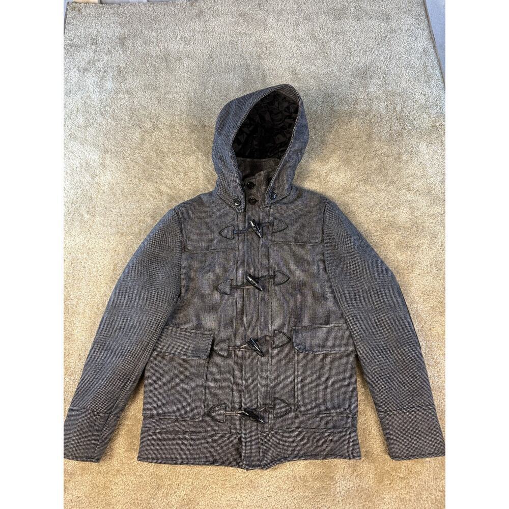 H&M Mens 36R Wool Blend Heavy Coat Jacket Hook Latch Toggle Pockets
